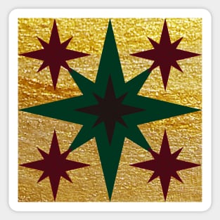 Red, Green and Gold Star Design Sticker